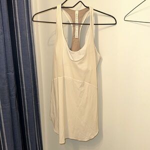 White Lululemon workout tank with built in bra